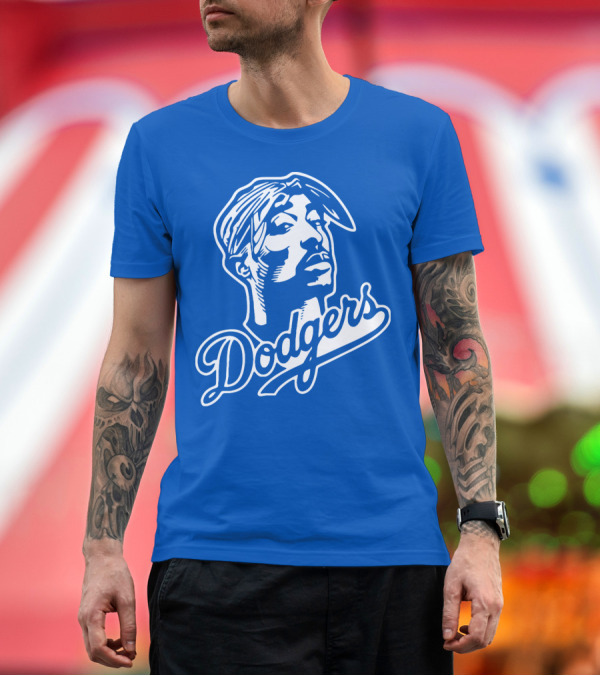 Premium T-Shirt: Tupac Dodgers Urban Streetwear Icon Collaboration T-Shirt Tupac Dodgers Urban Streetwear Icon Collaboration T-Shirt