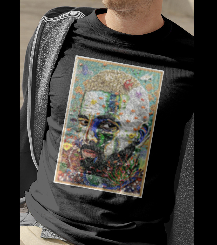 Maluma Merch Colorful Portrait With Nature And Butterfly Elements T-Shirt