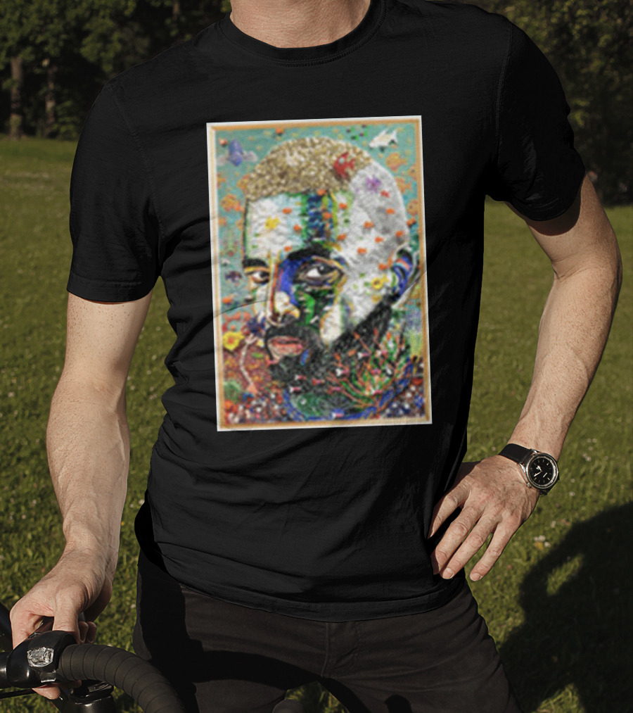 Maluma Merch Colorful Portrait With Nature And Butterfly Elements T-Shirt