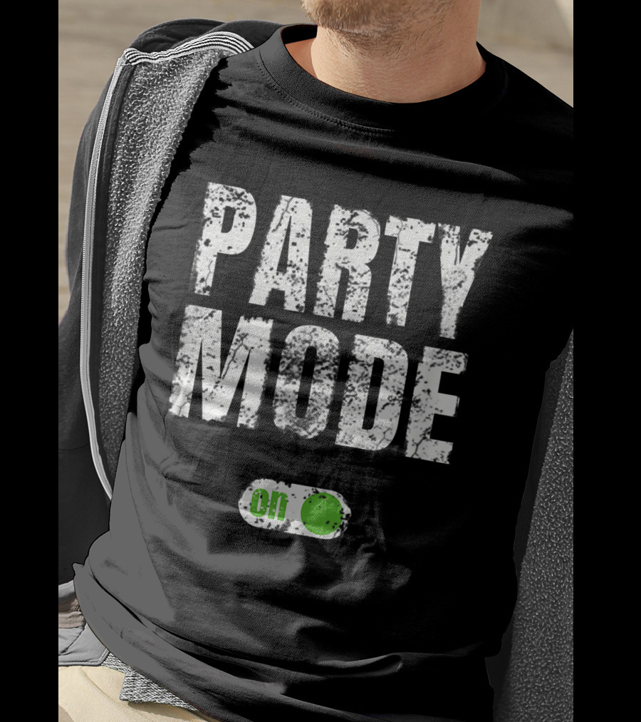 Party Mode On Off Sequin Switch Green Button T-Shirt
