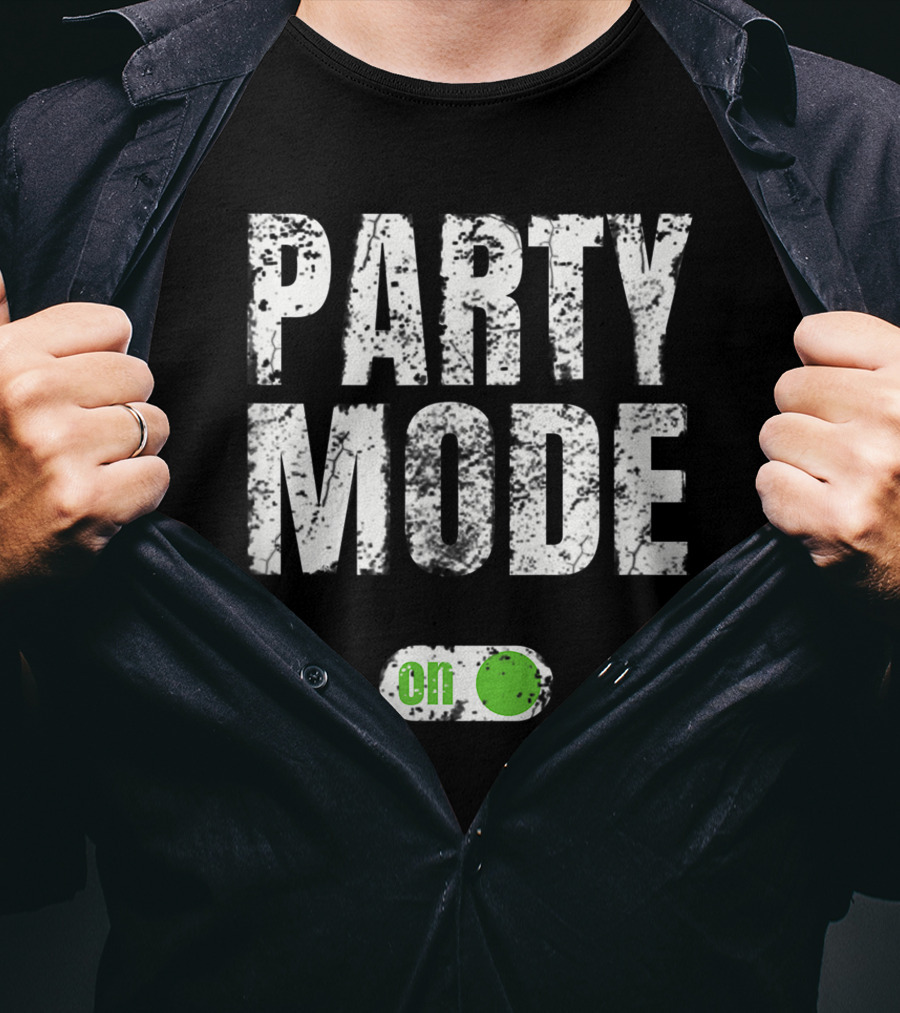 Party Mode On Off Sequin Switch Green Button T-Shirt