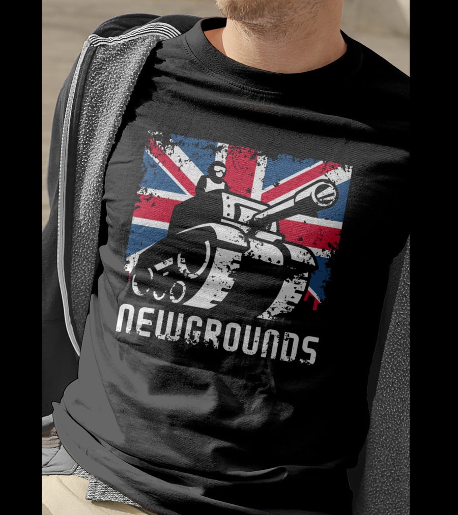 Newgrounds Tank Over Union Jack UK T-Shirt