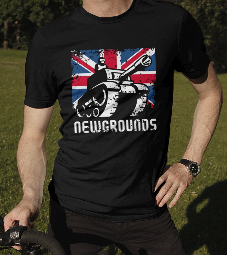 Newgrounds Tank Over Union Jack UK T-Shirt