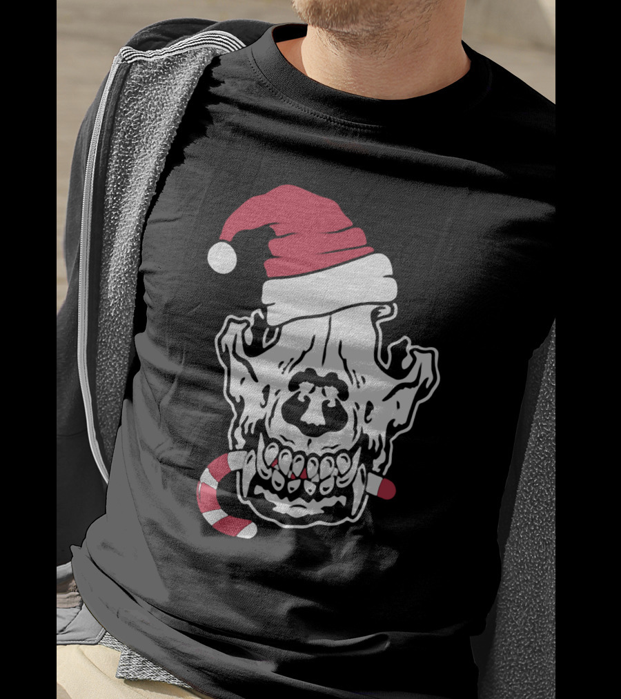 Streetspeed717 Skull Santa Candy Cane Holiday T-Shirt