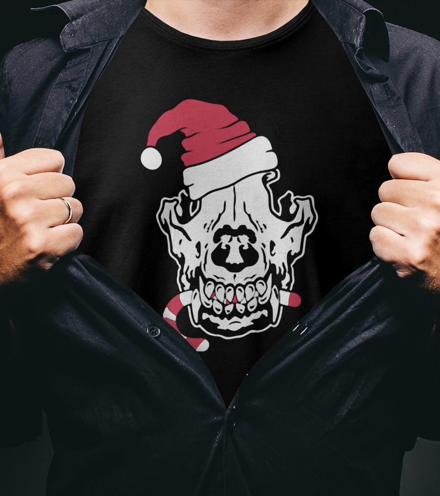 Streetspeed717 Skull Santa Candy Cane Holiday T-Shirt
