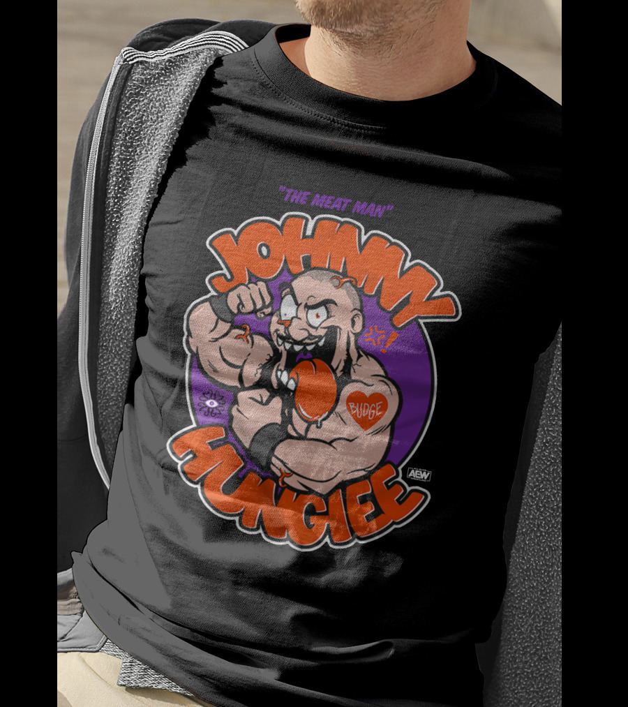 AEW Johnny Hungiee The Meat Man Budge T-Shirt