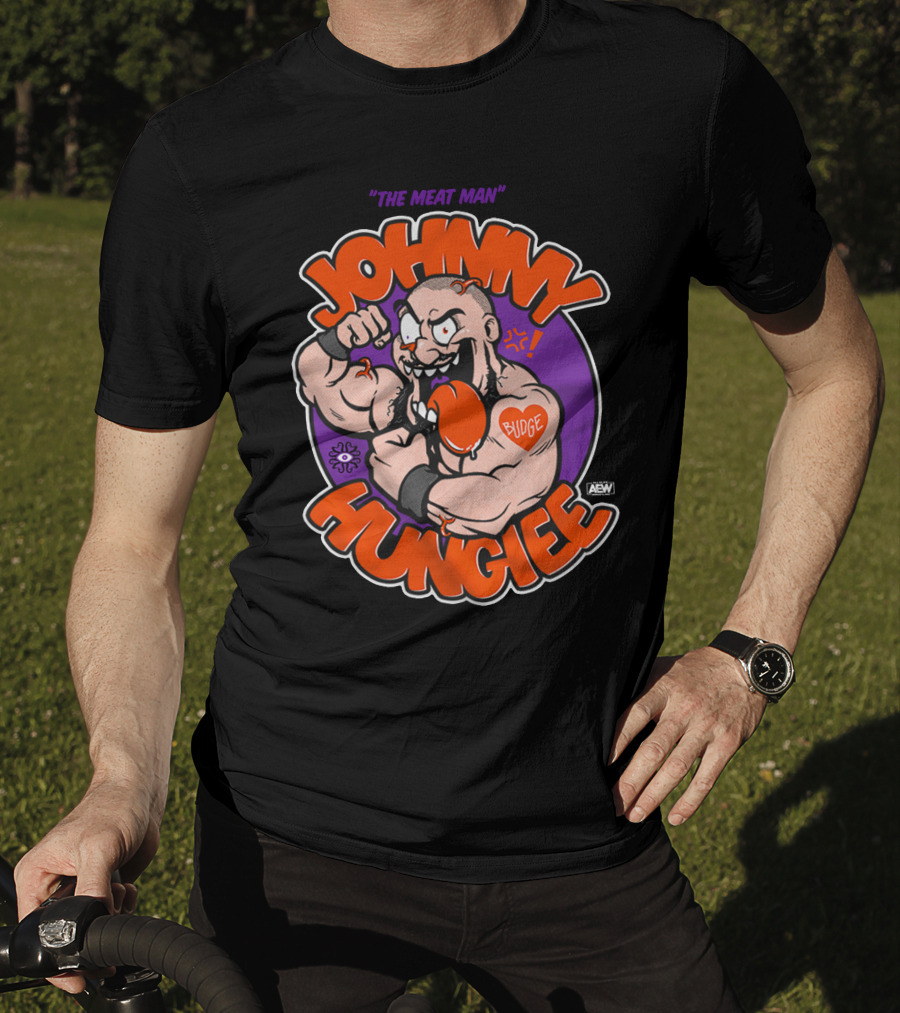 AEW Johnny Hungiee The Meat Man Budge T-Shirt