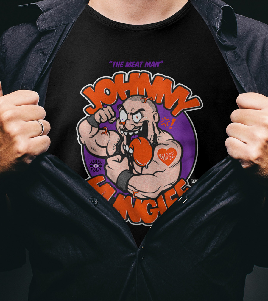 AEW Johnny Hungiee The Meat Man Budge T-Shirt