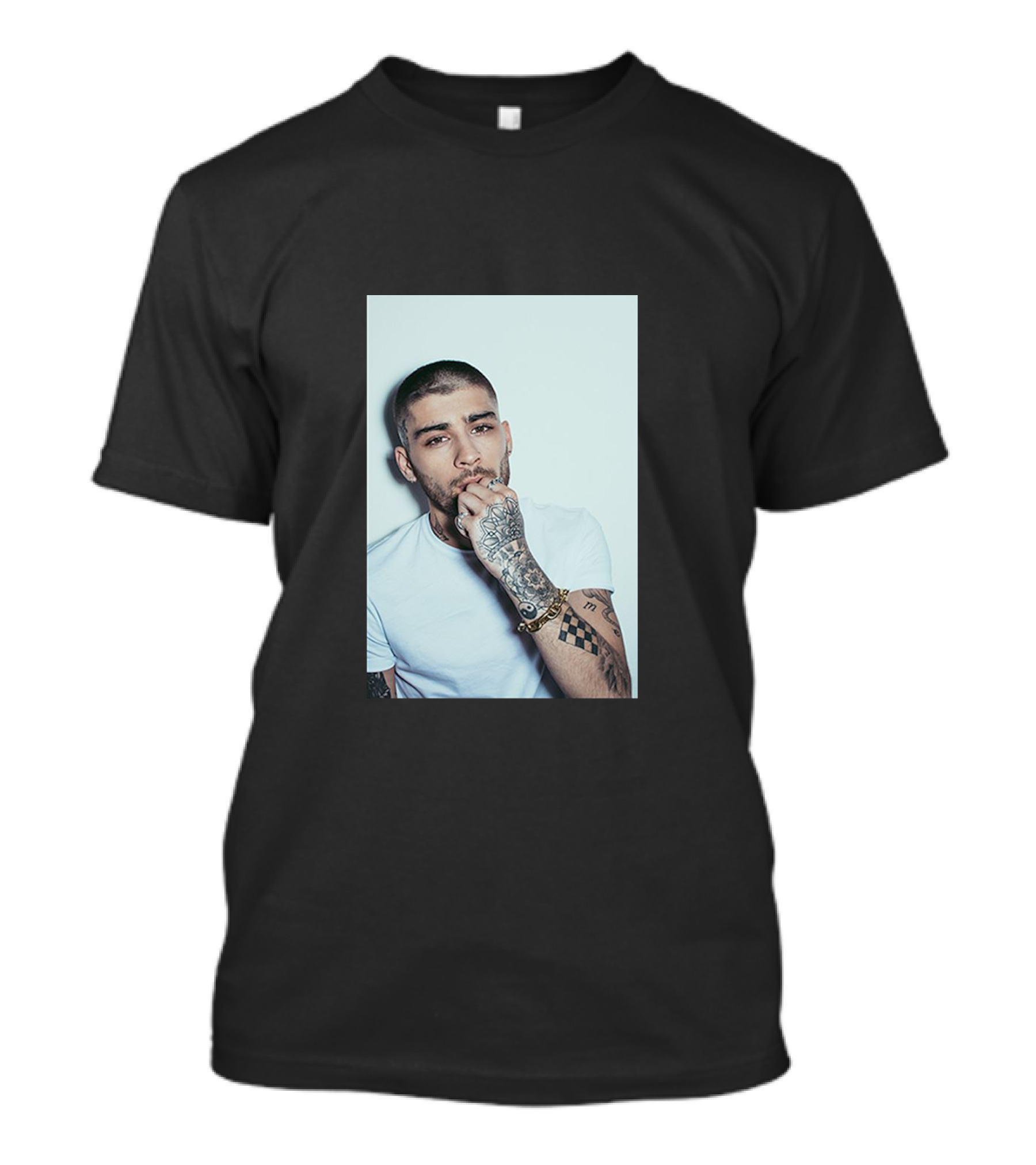 Zayn Malik Tattoo Style White Tee Casual Look T-Shirt