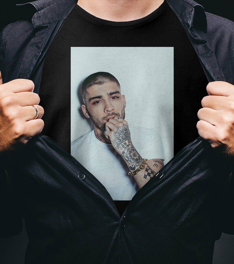 Zayn Malik Tattoo Style White Tee Casual Look T-Shirt