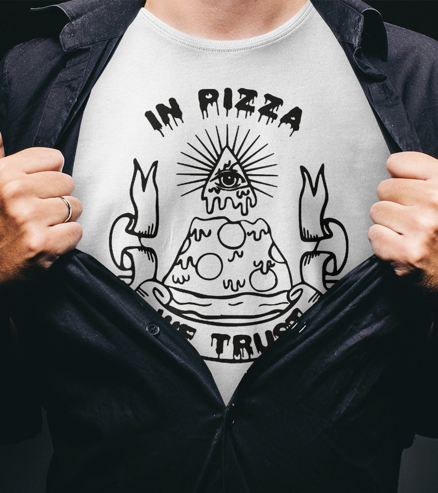 In Pizza We Trust Eye Pyramid Slice T-Shirt