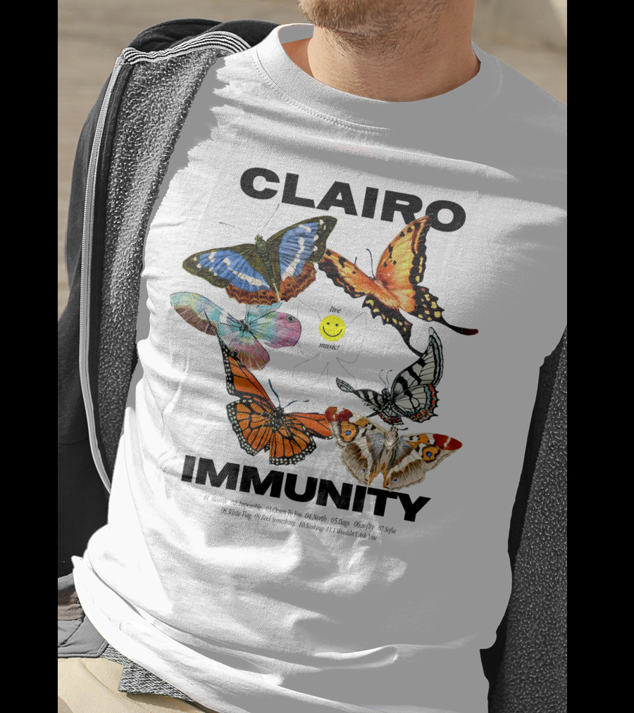 CLAIRØ IMMUNITY Butterflies Album Tracklist Live Music T-Shirt