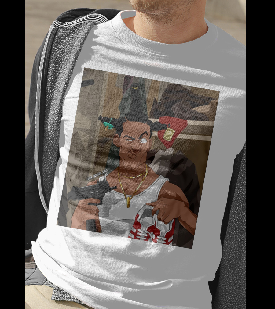 Loc Dog Mens Society Parody Character Holding Sneakers And Gun T-Shirt