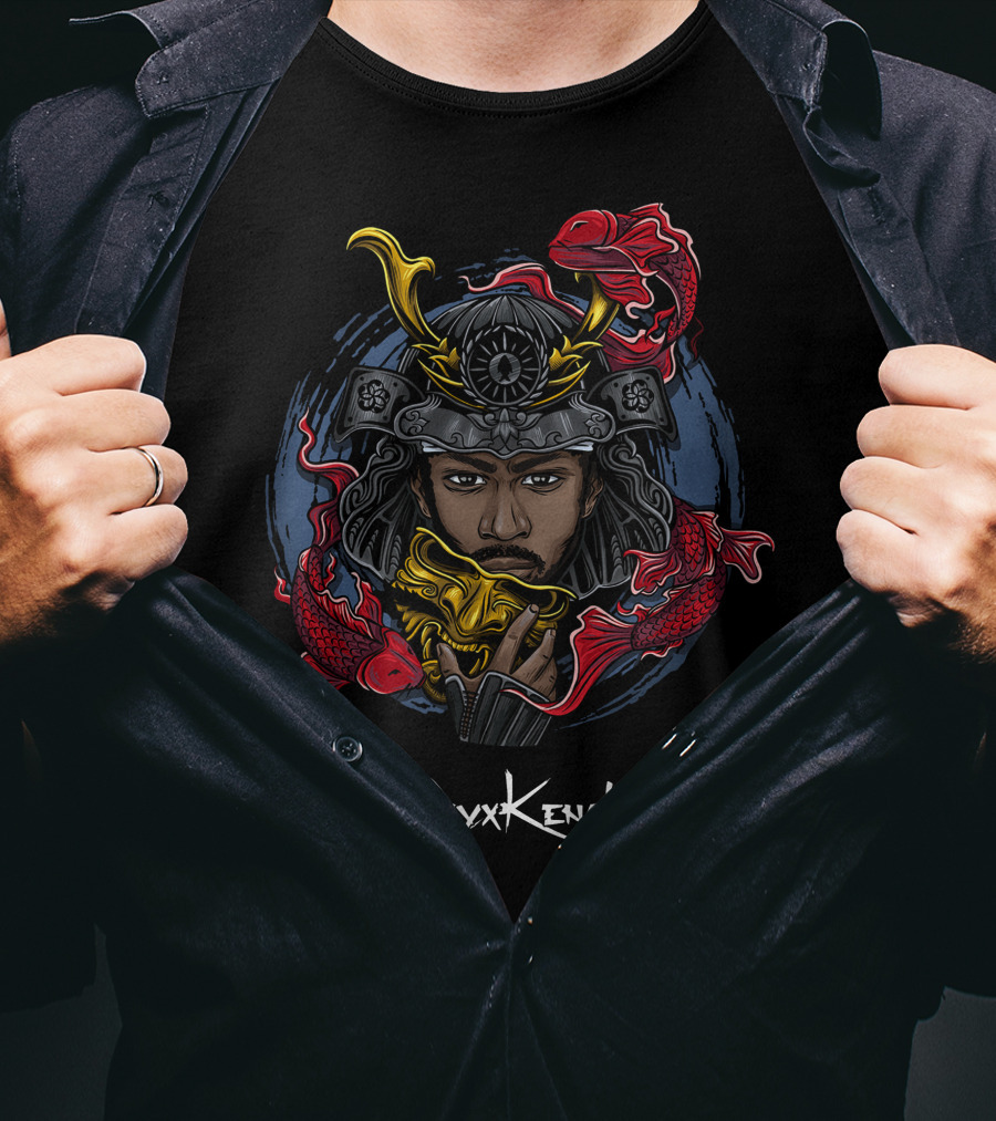 CoryxKenshin Samurai Warrior With Koi Fish T-Shirt