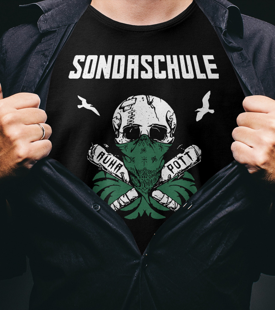 SONDASCHULE Skull Bandana Ruhr Pott Bats Birds T-Shirt