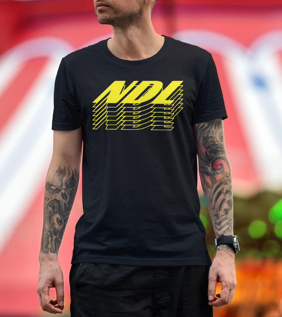 NDL Merch Bold Yellow Stacked Text T-Shirt