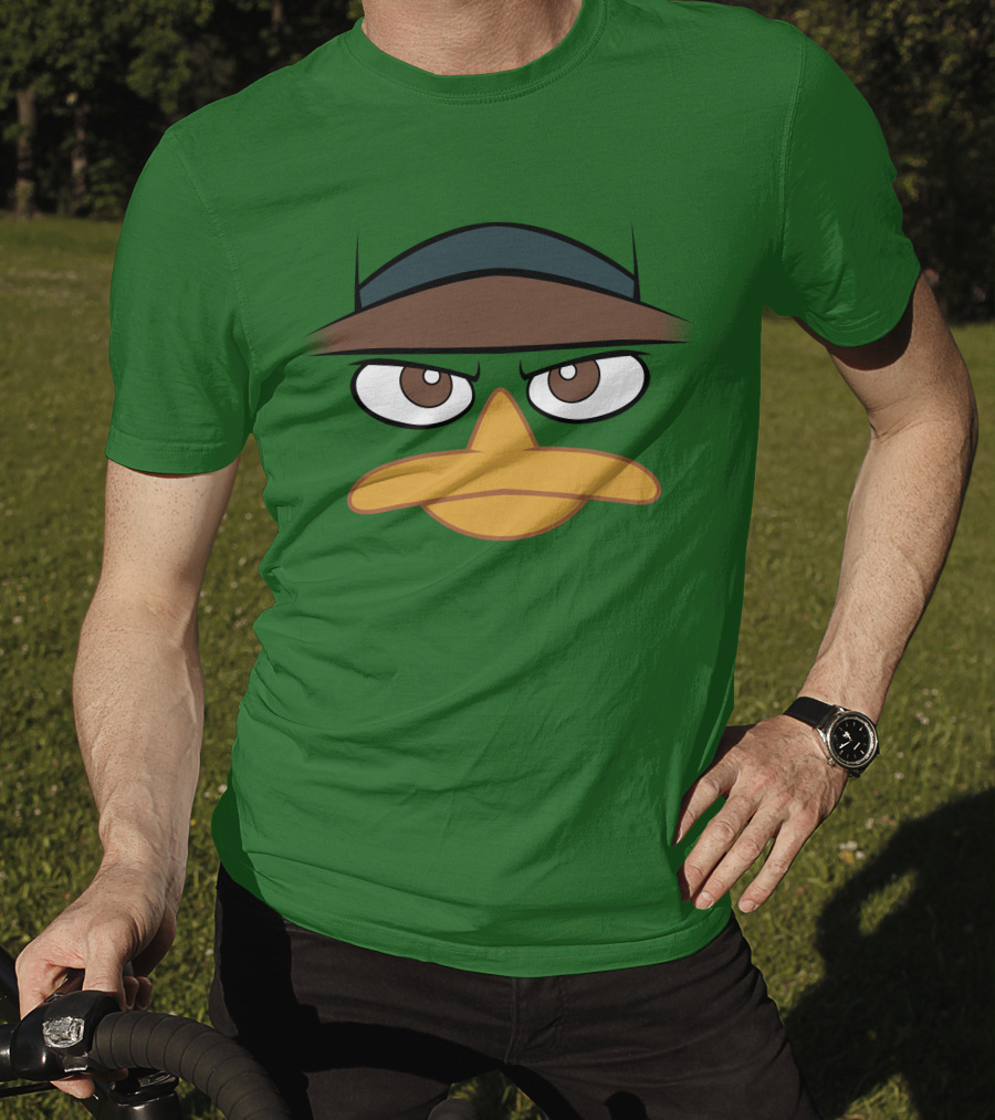 Agent P Perry The Platypus Face Green Hat Eyes Beak T-Shirt