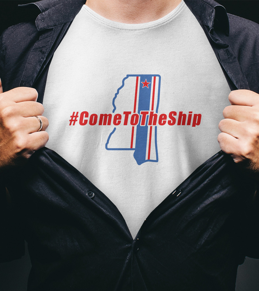 ComeToTheShip Mississippi Map Red Star Stripes T-Shirt