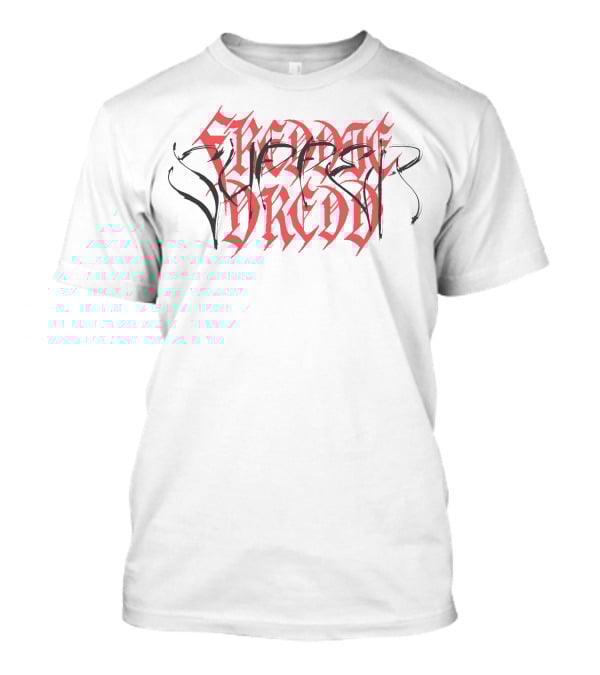 Freddie Dredd Merch Gothic Script Red Black Typography T-Shirt