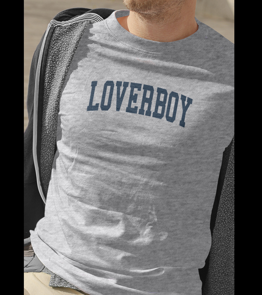LOVERBOY Merch Grey College Font T-Shirt
