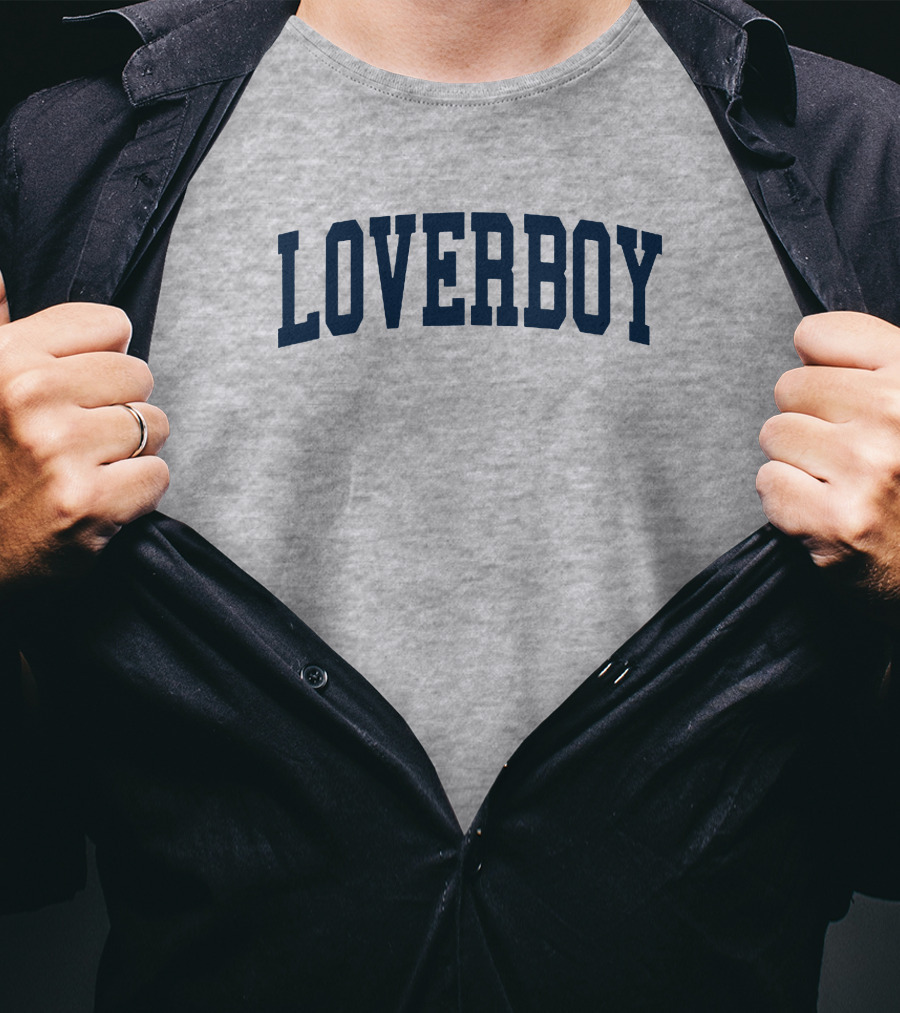 LOVERBOY Merch Grey College Font T-Shirt