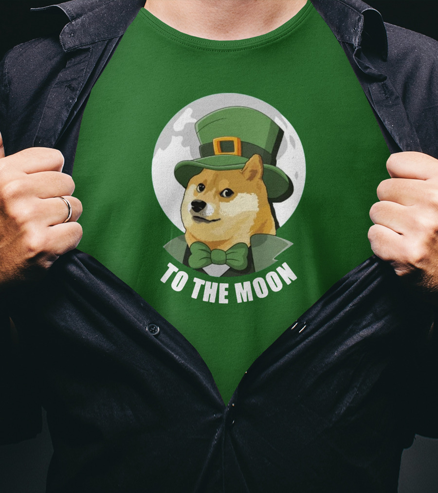 TO THE MOON Doge Leprechaun T-Shirt