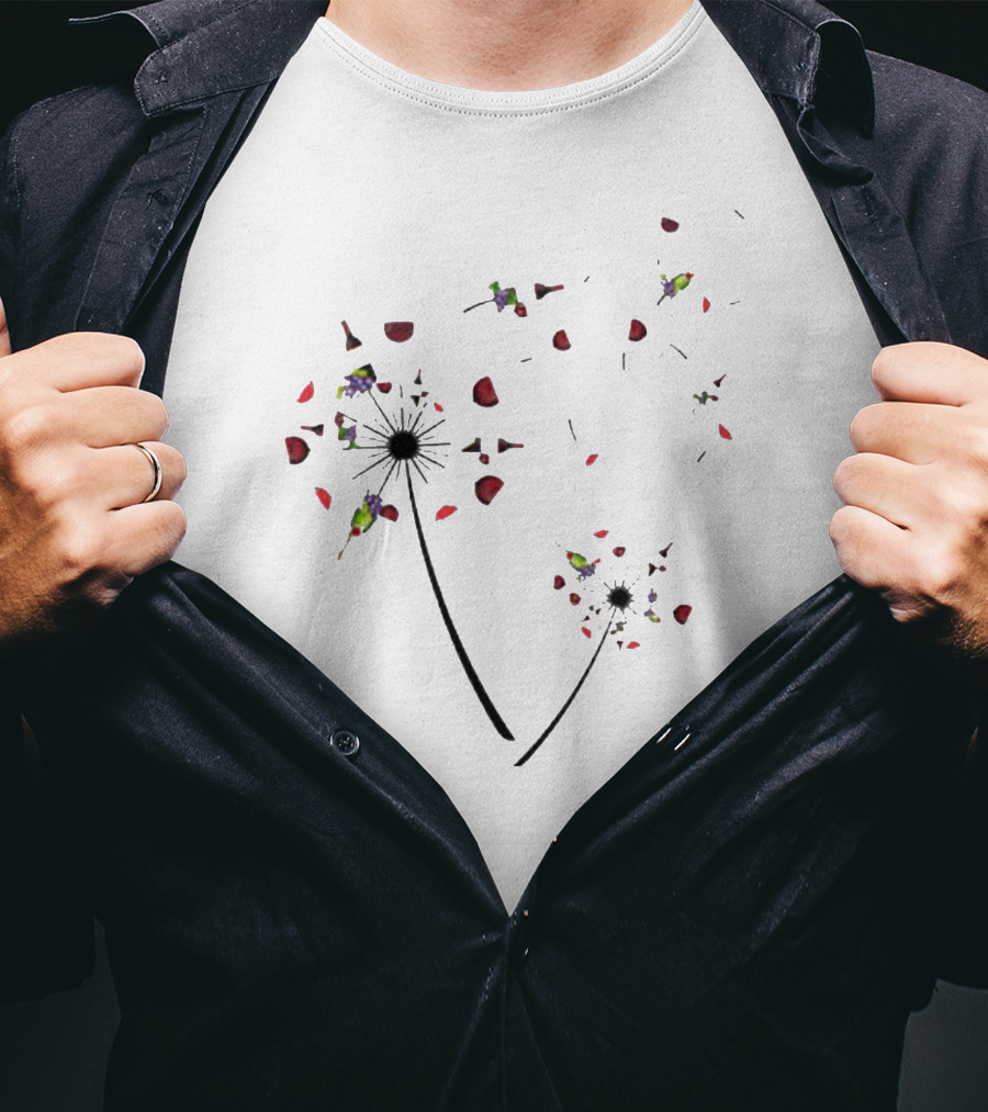 Wine Dandelion Petals Fluttering T-Shirt