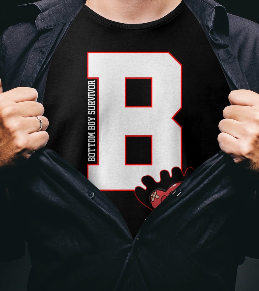 Bottom Boy Survivor B With Cartoon Heart T-Shirt