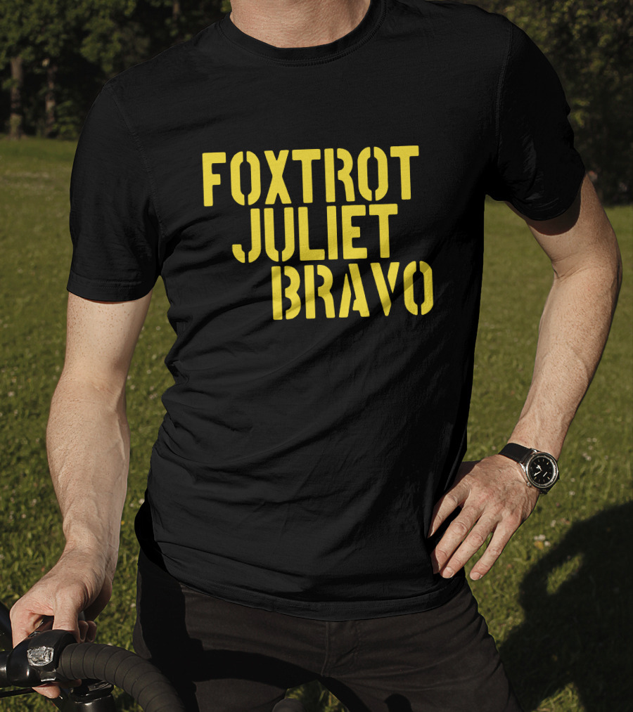 Foxtrot Juliet Bravo Military Style Yellow Text Longsleeve T-Shirt