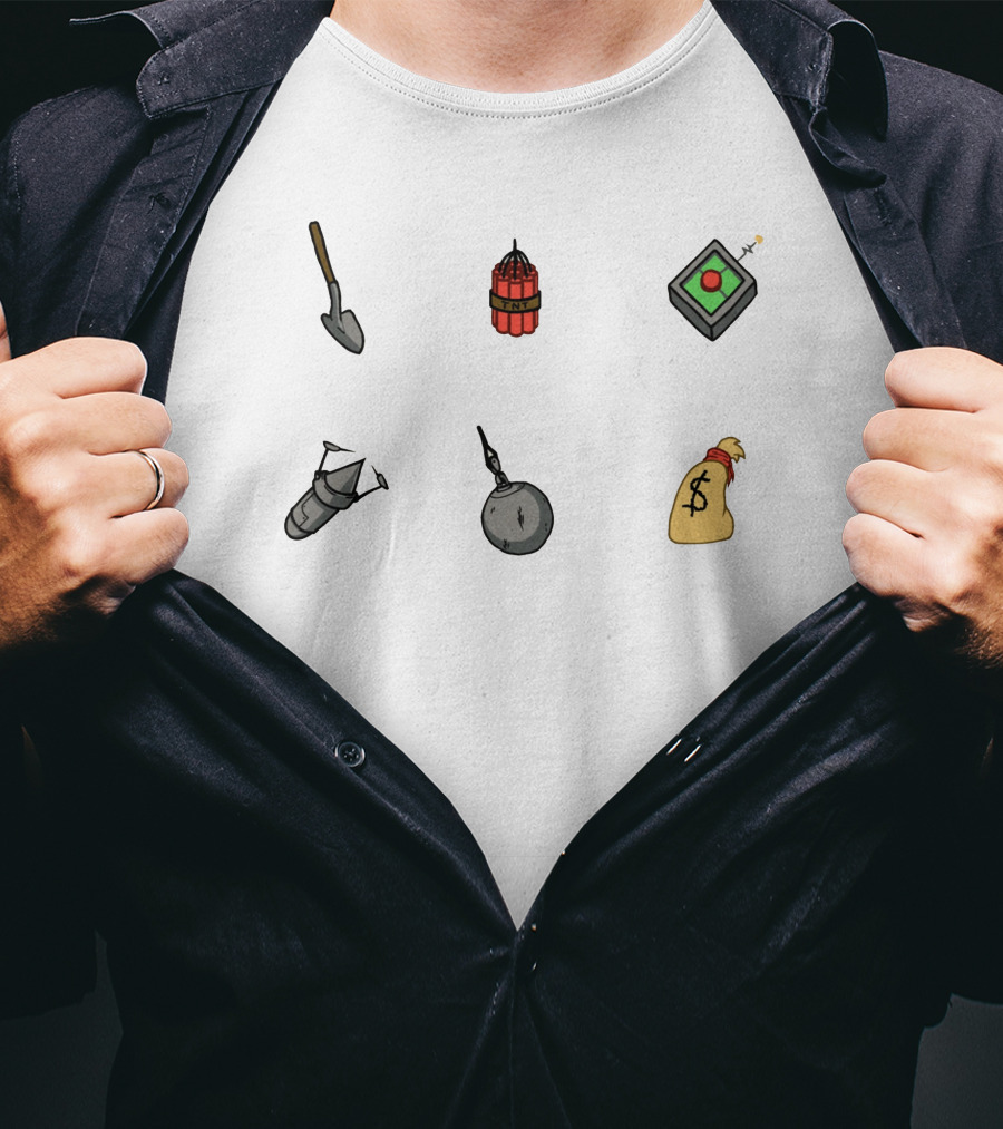 Among Us Shop Shovel Dynamite Detonator Missile Wrecking Ball Money Bag T-Shirt