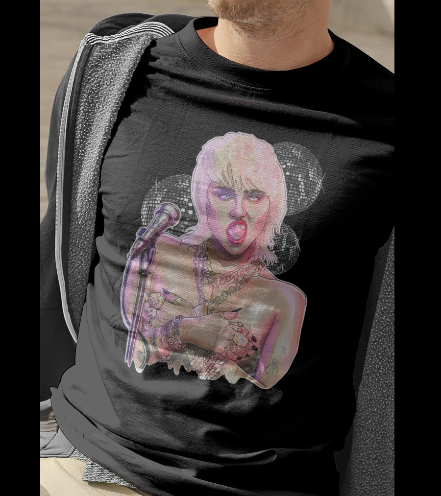 Miley Cyrus Disco Microphone Chains T-Shirt