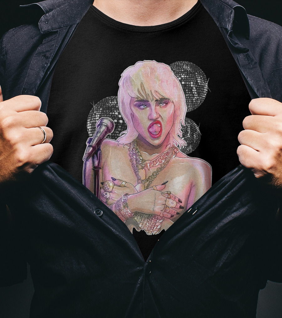 Miley Cyrus Disco Microphone Chains T-Shirt