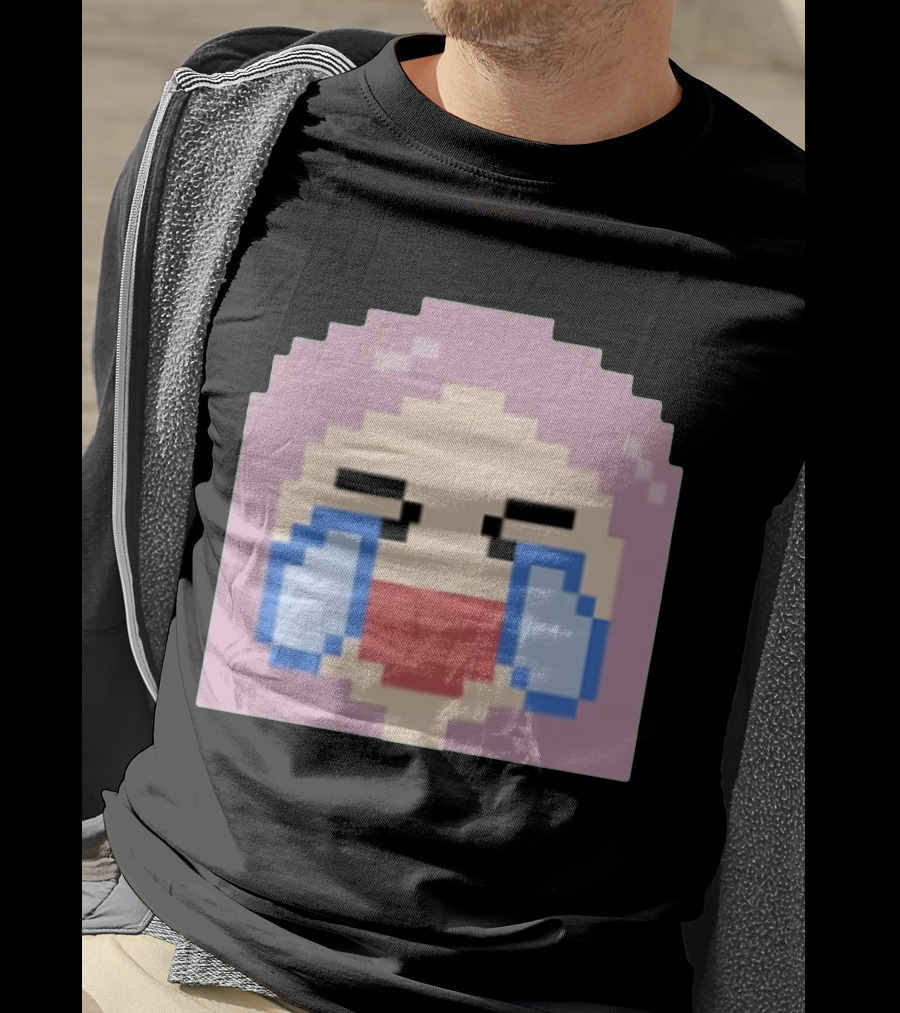 Fufambam Shop Pixel Art Crying Laughing Face T-Shirt
