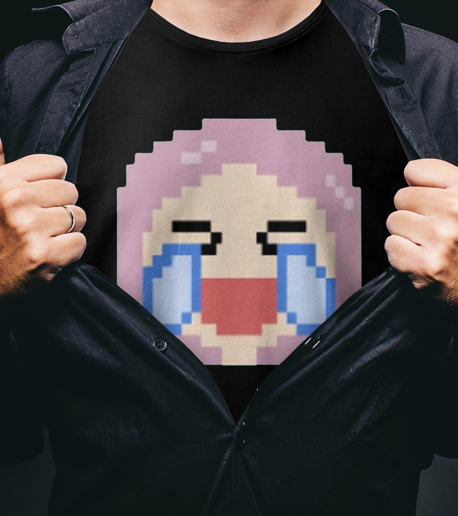 Fufambam Shop Pixel Art Crying Laughing Face T-Shirt