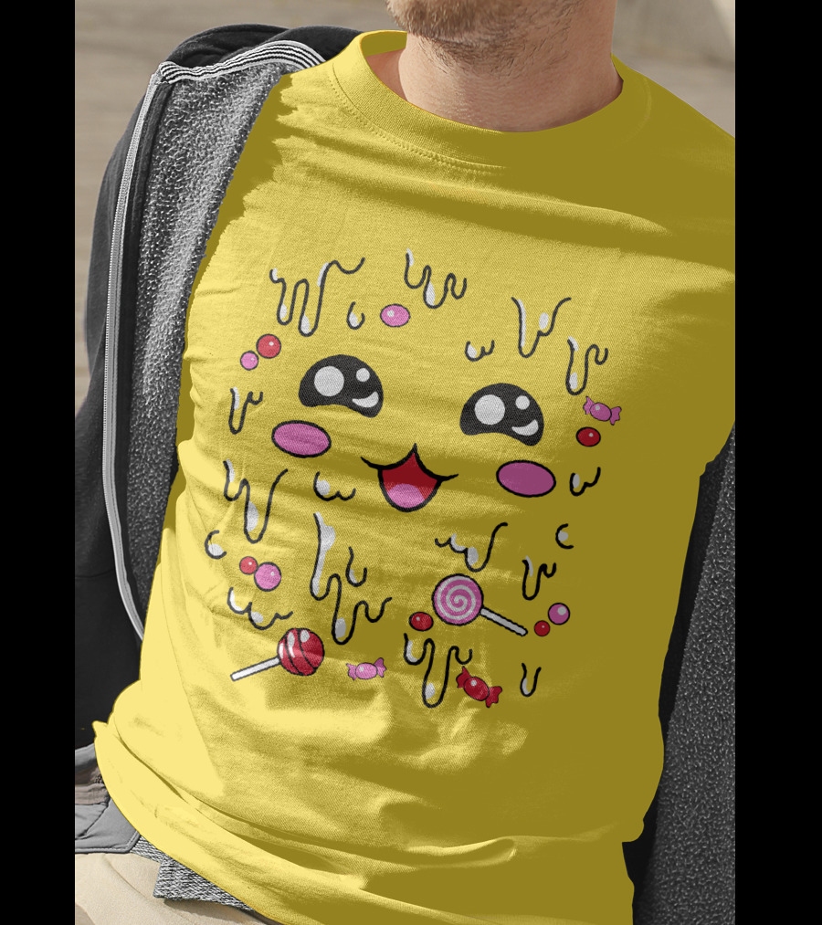 Newscapepro Merch Kawaii Candy Face With Lollipops And Sweets T-Shirt