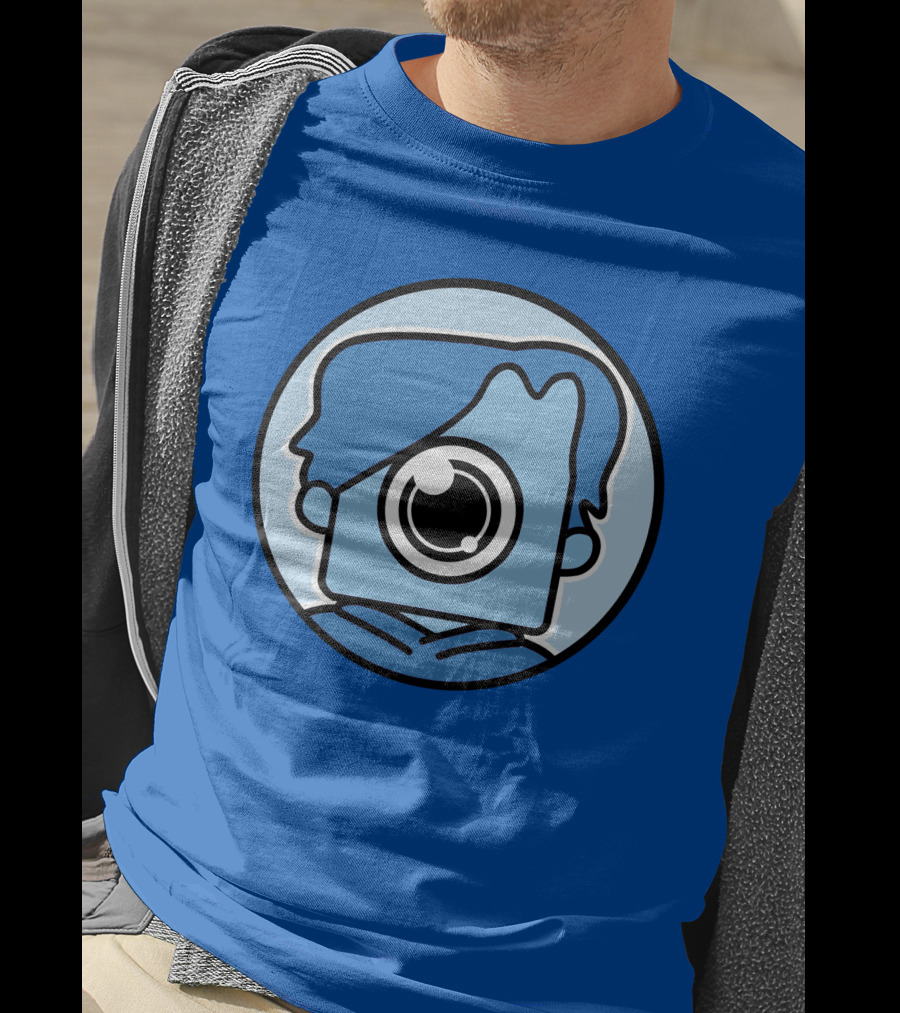 NewScapePro Blue Circle Cartoon Character With Camera Eye T-Shirt