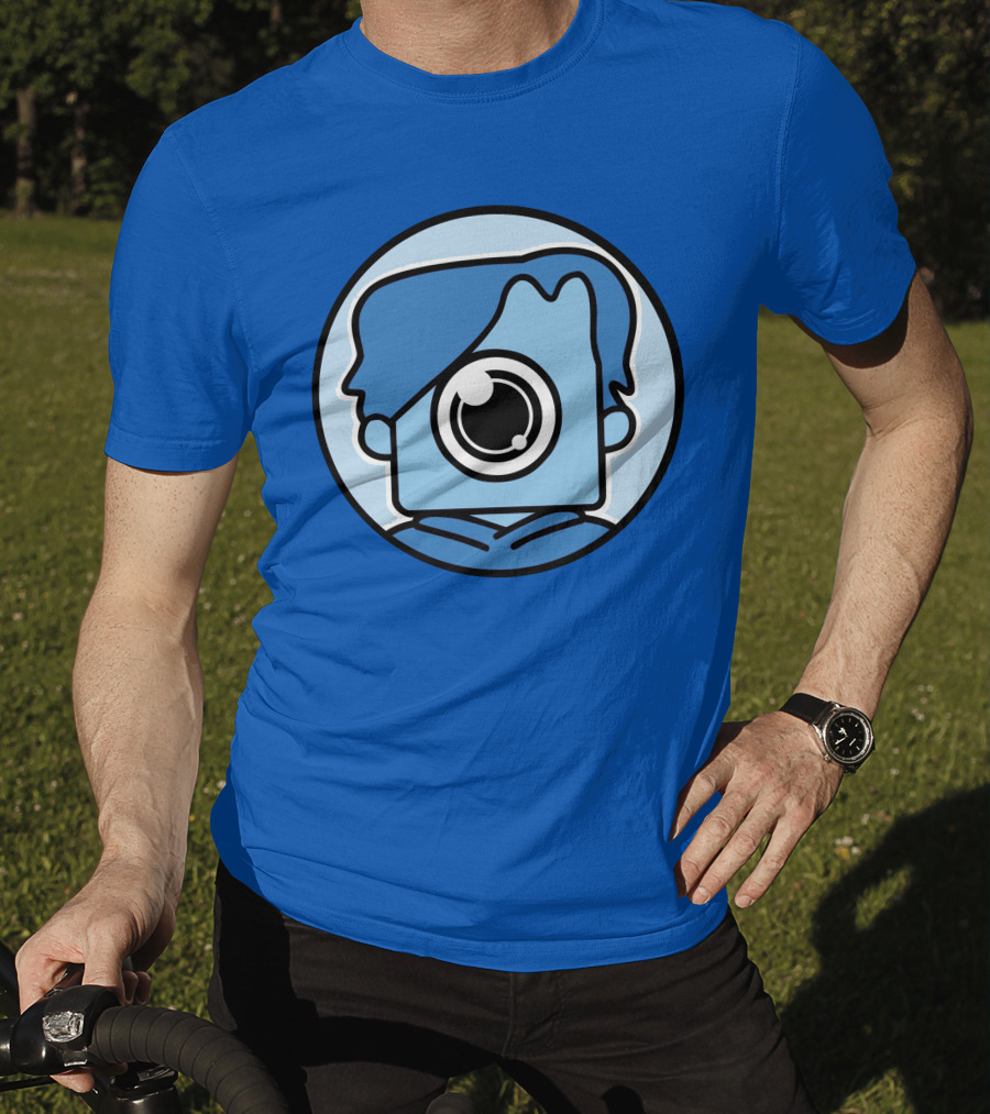 NewScapePro Blue Circle Cartoon Character With Camera Eye T-Shirt
