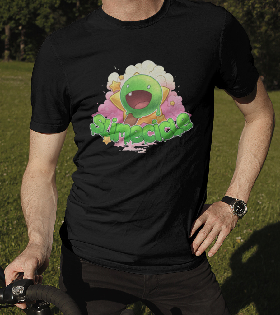 Slimecicle Cute Starry Green Slime Character T-Shirt