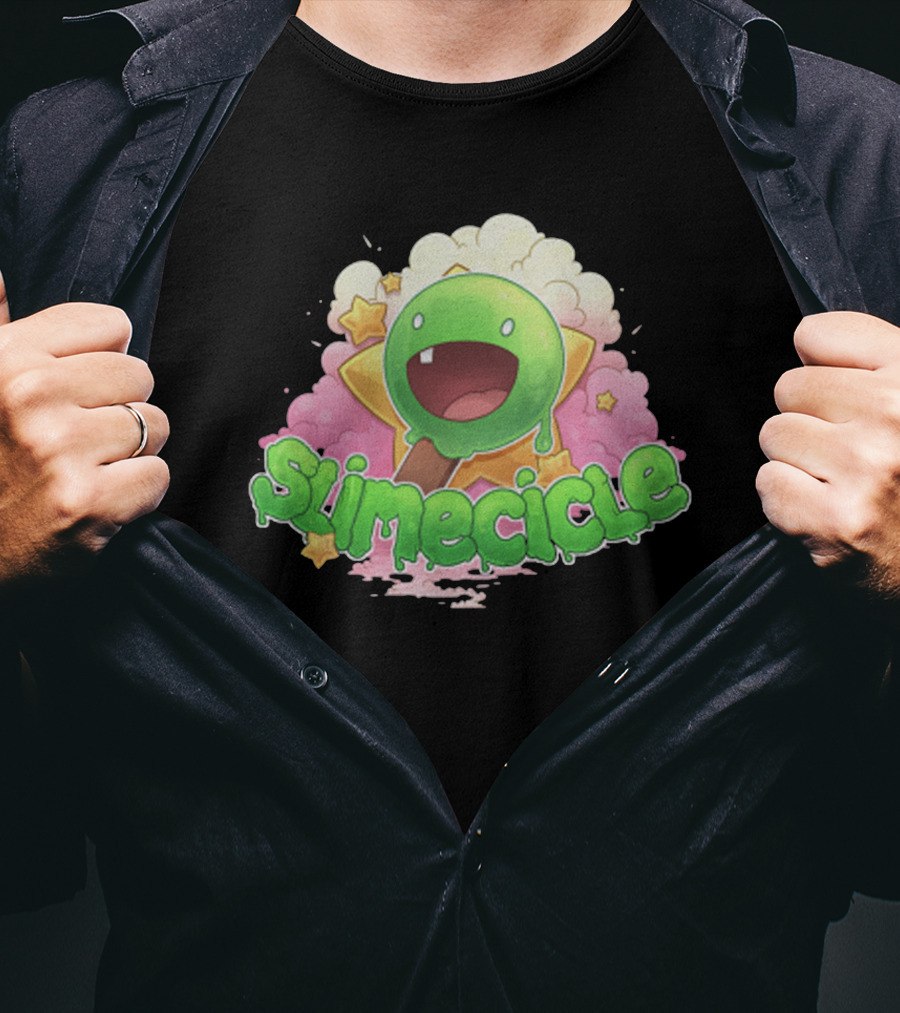 Slimecicle Cute Starry Green Slime Character T-Shirt