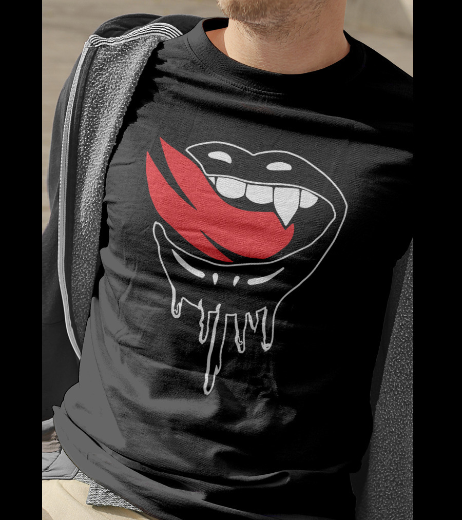Falling In Reverse Vampire Lips Dripping Design Merch T-Shirt