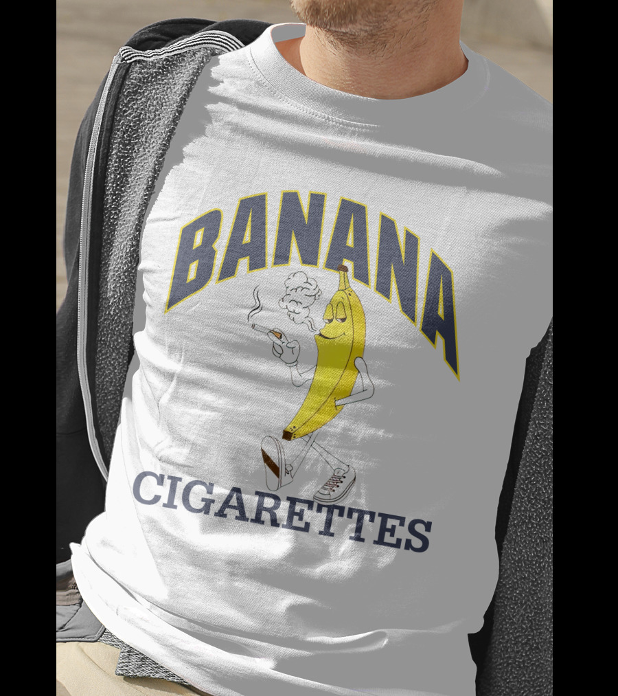BANANA CIGARETTES Smoky Cartoon Character Smoking Banana T-Shirt