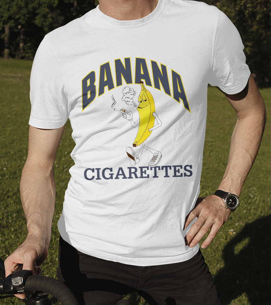 BANANA CIGARETTES Smoky Cartoon Character Smoking Banana T-Shirt