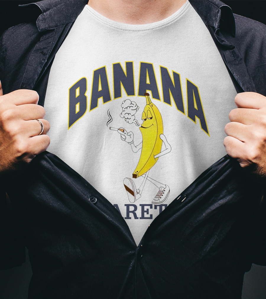 BANANA CIGARETTES Smoky Cartoon Character Smoking Banana T-Shirt