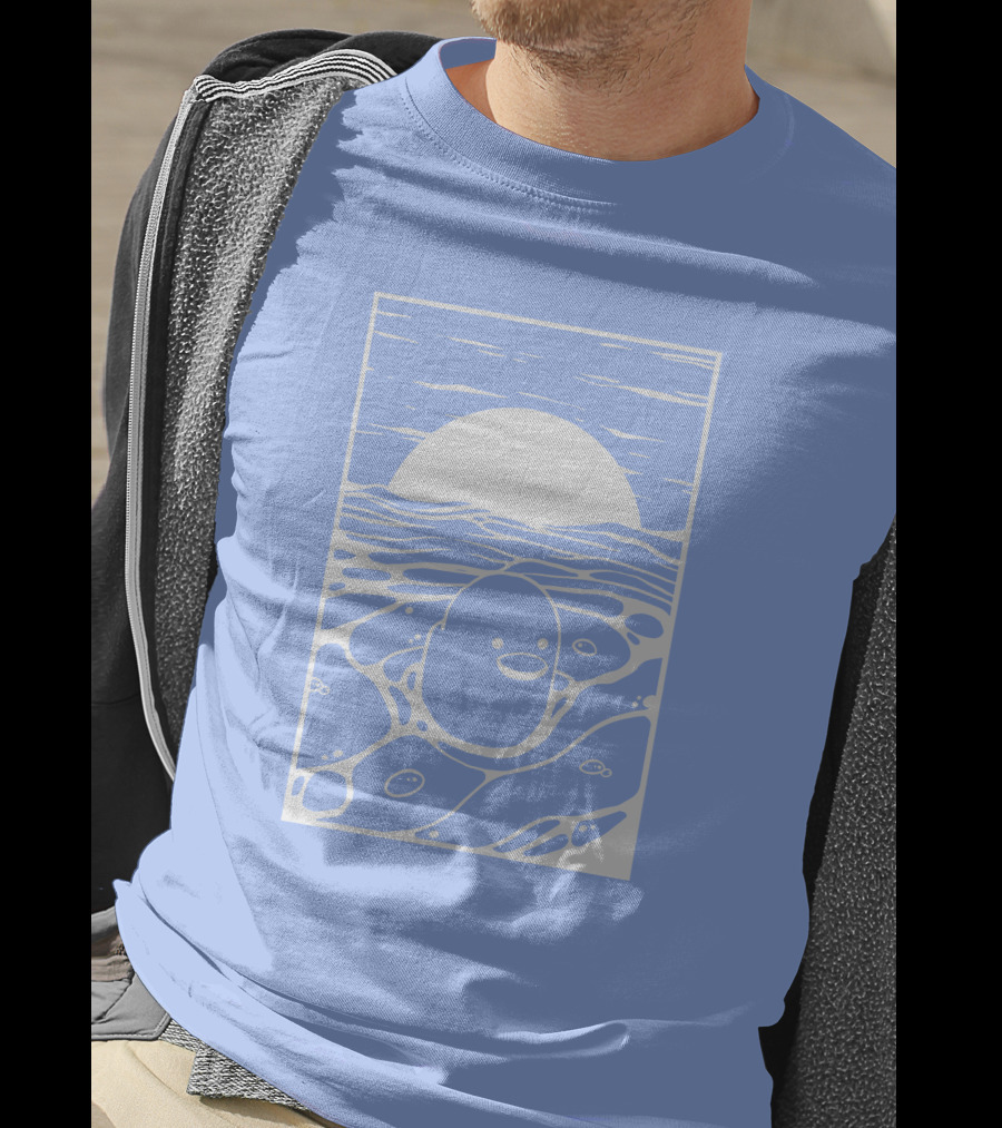 Tubbo By The Sea Shop Duck Sunset Ocean Waves T-Shirt