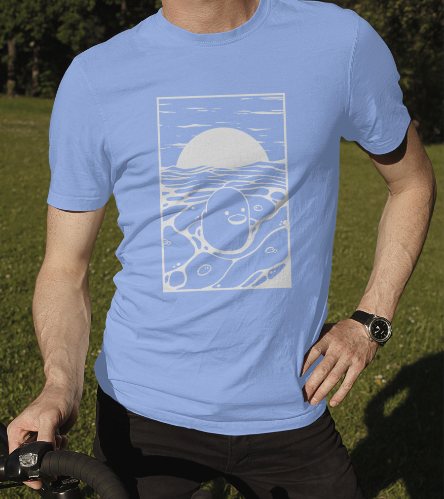 Tubbo By The Sea Shop Duck Sunset Ocean Waves T-Shirt