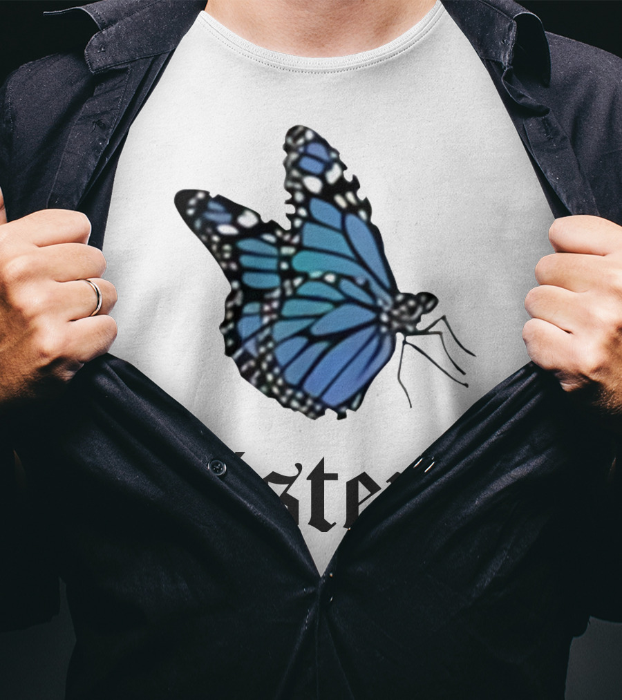 Sisters Blue Butterfly T-Shirt
