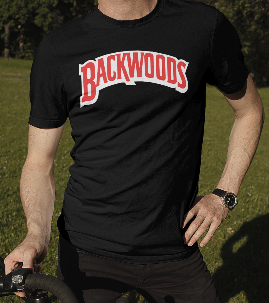 Backwoods Logo Red Arched Text T-Shirt
