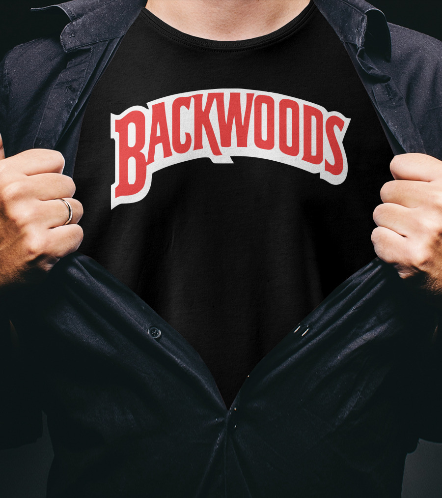 Backwoods Logo Red Arched Text T-Shirt