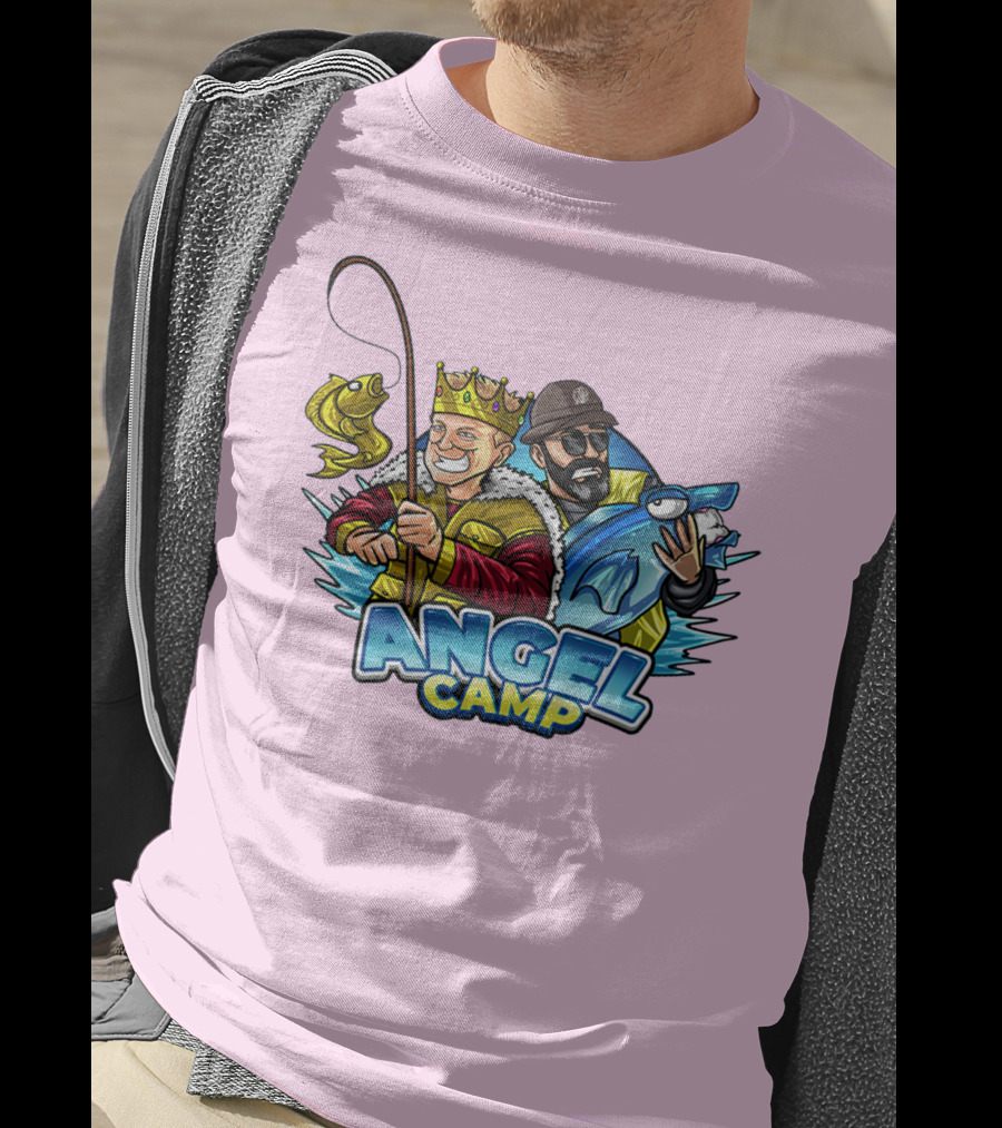 Angel Camp Fishing King And Blue Shark T-Shirt