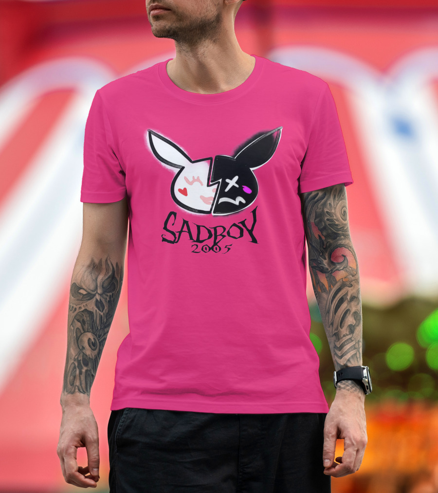 SADBOY 2005 Bunny Logo Pink Background T-Shirt